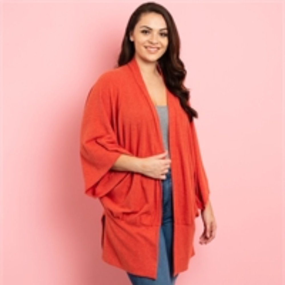 Orange Kimono Style Cardigan Sweater (New)